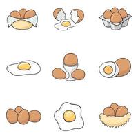 Set of eggs in drawing style vector