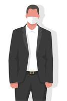 Business man in modern flat style vector illustration, meeting, working in office.