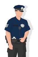 Police man in modern flat style, simple people concept on white background. vector