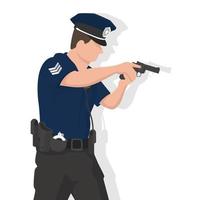 Police man in modern flat style, simple people concept on white background. vector