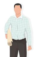 Business man in modern style vector illustration, person simple flat shadow isolated on white background.