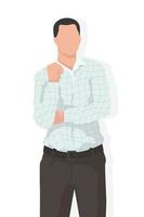 Business man in modern style vector illustration, person simple flat shadow isolated on white background.