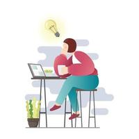 Sitting young woman with laptop for chatting in simple modern flat style vector, people and technology concept abstract for your design work, presentation, website. vector