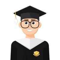 Graduated student in simple flat vector, personal profile icon or symbol, people concept vector illustration.