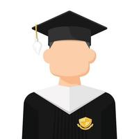 estudiante graduado en vector plano simple, icono o símbolo de perfil personal, ilustración de vector de concepto de personas.