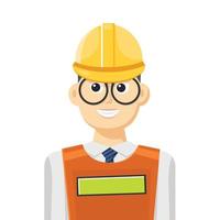 Colorful simple flat vector of construction worker, icon or symbol, people concept vector illustration.