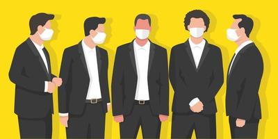 businessmen talking in modern flat style vector illustration, meeting, teamwork concept, working in office.