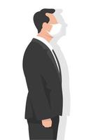 Business man in modern flat style vector illustration, meeting, working in office.