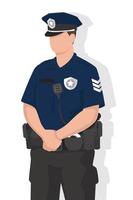 Police man in modern flat style, simple people concept on white background. vector