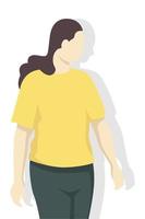 Woman in modern style vector illustration, simple flat shadow isolated on white background.