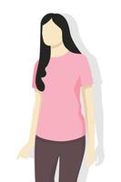 Woman in modern style vector illustration, simple flat shadow isolated on white background.