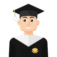 Graduated student in simple flat vector, personal profile icon or symbol, people concept vector illustration.