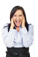 Furious young woman screaming photo