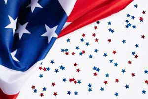 bandera americana y estrellas. fondo para las fiestas nacionales de los estados unidos. día de la independencia, día de los caídos y día del trabajo. foto