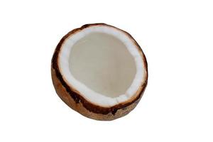 Set of fresh half coconut isolated on white background with clipping path, top view. photo
