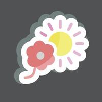 Sticker Flower in sunlight. suitable for garden symbol. simple design editable. design template vector. simple symbol illustration vector