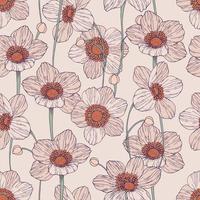 Floral seamless vector pattern on a pink background. hand drawing