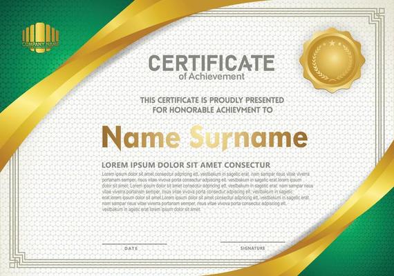 Luxury horizontal certificate template with textured dark background