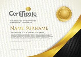 Luxury horizontal certificate template with textured dark background vector