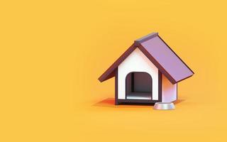 3d rendering of a dog house on yellow background photo