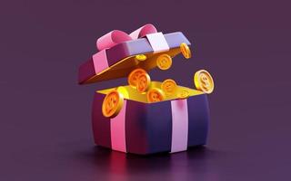 3d render of open gift box suprise photo