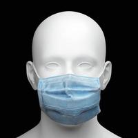 Head portrait of man wearing protective mask. 3d render photo