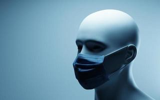 Portrait of man wearing protective mask. 3d render photo