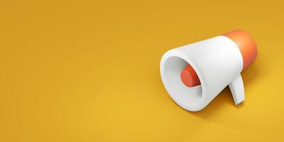 Megaphone on yellow background. 3d render photo