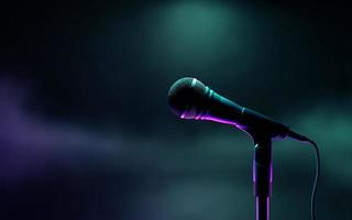 Microphone on a dark background. 3d render photo