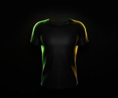 camiseta negra sobre fondo negro. renderizado 3d foto