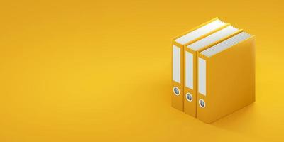 Office folders on yellow background. 3d render photo