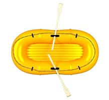 Top view of an orange rubber boat, isolated on white background 3d render photo