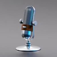 3d render illustration of metal retro microphone. photo