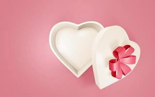 Top view open heart gift box. 3d render photo