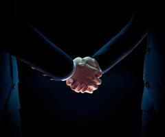 Two businessman shaking hands 3d render photo