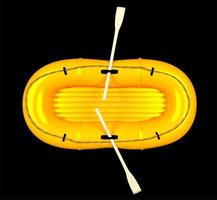 Top view of an orange rubber boat, isolated on white background 3d render photo