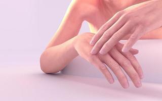 Woman applying hand cream 3d render photo