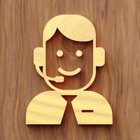 Call center icon on wood. 3d render photo
