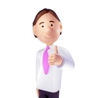 Smiling businessman with thumb up. 3d render
