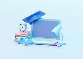 e-learning, educación en línea en casa. ilustración 3d foto