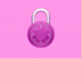 pink locked padlock 3d illustration photo