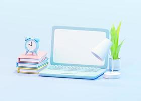 Working at Home Office. 3d illustration photo