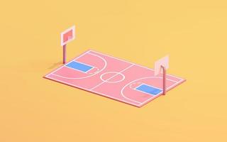 A Basketball court 3d illustration photo