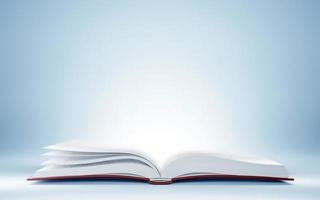 Open book on light background. 3d illustration photo