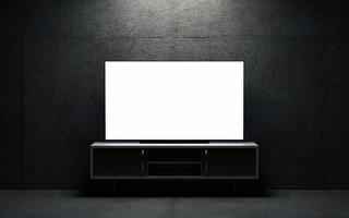 TV blank screen on tv stand. 3d render