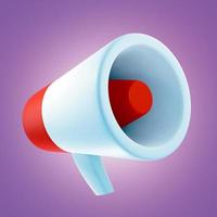 Cartoon megaphone on purple background. 3d render