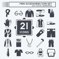 conjunto de iconos de accesorios de hombres. adecuado para el símbolo de la educación. estilo de glifo. diseño simple editable. vector de plantilla de diseño. ilustración de símbolo simple