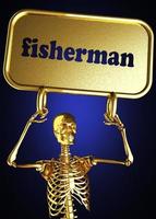 palabra pescador y esqueleto dorado foto