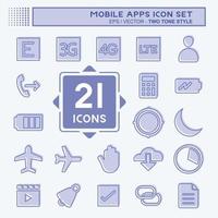 Mobile Apps Icon Set. suitable for Web Interface symbol. two tone style. simple design editable. design template vector. simple symbol illustration vector