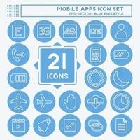 Mobile Apps Icon Set. suitable for Web Interface symbol. blue eyes style. simple design editable. design template vector. simple symbol illustration vector